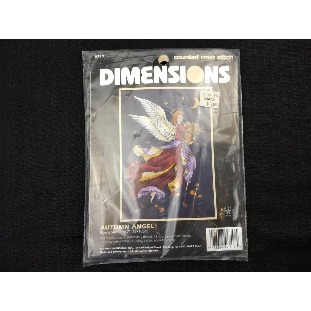 Dimensions Autumn Angel Counted Cross Stitch Kit 6717 Vtg 1996 5x7 SEALED NEW